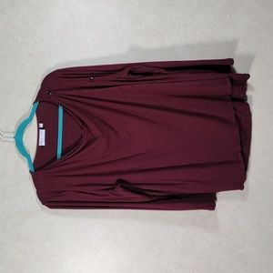 2/$10 04125 Habitat maroon & black adjustable wrap front knit top L
